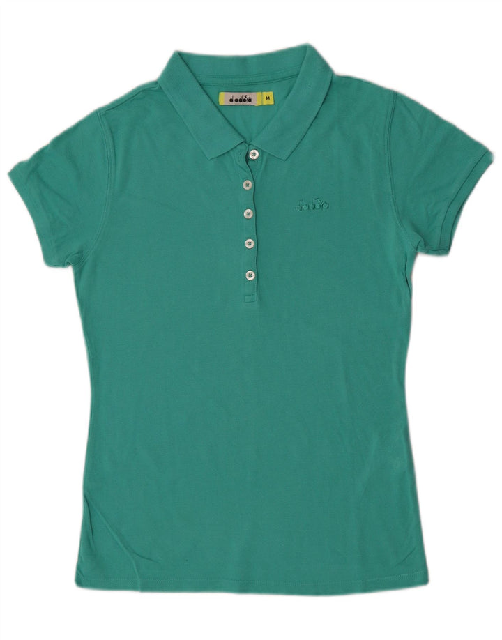 Diadora Damen Poloshirt UK 12 Medium Türkis Baumwolle