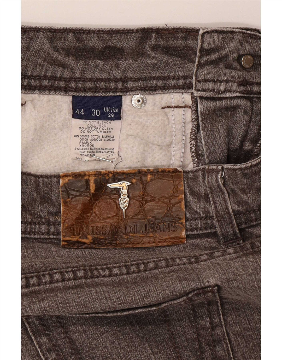 Trussardi Damen Straight Jeans W28 L30 Braune Baumwolle