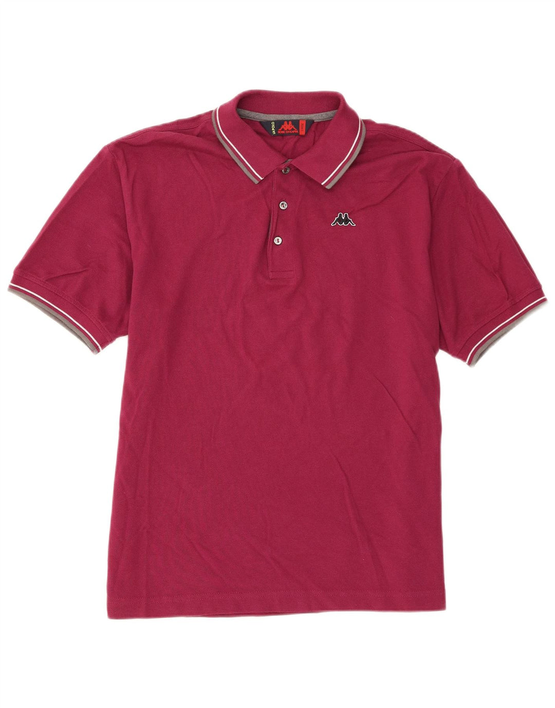 Kappa Herren Kurzarm-Poloshirt mit normaler Passform, große rote Baumwolle