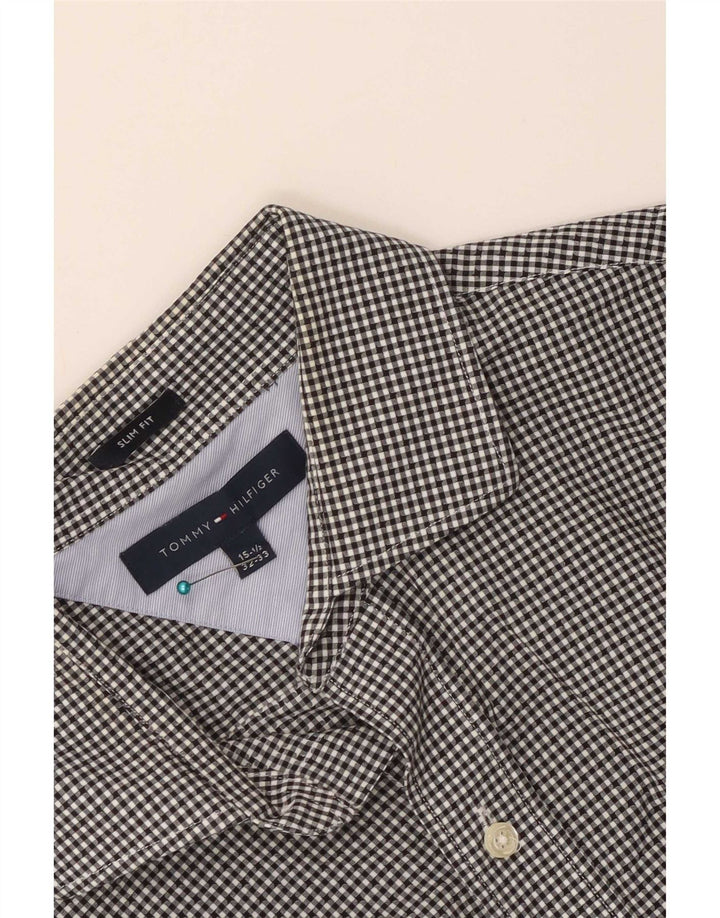 Tommy Hilfiger Herren Slim Fit Hemd Größe 15 1/2 Medium Black Gingham
