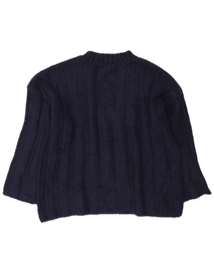 Zara Damen-Pullover, übergroß, Rundhalsausschnitt, Gr. 14, mittleres Marineblau