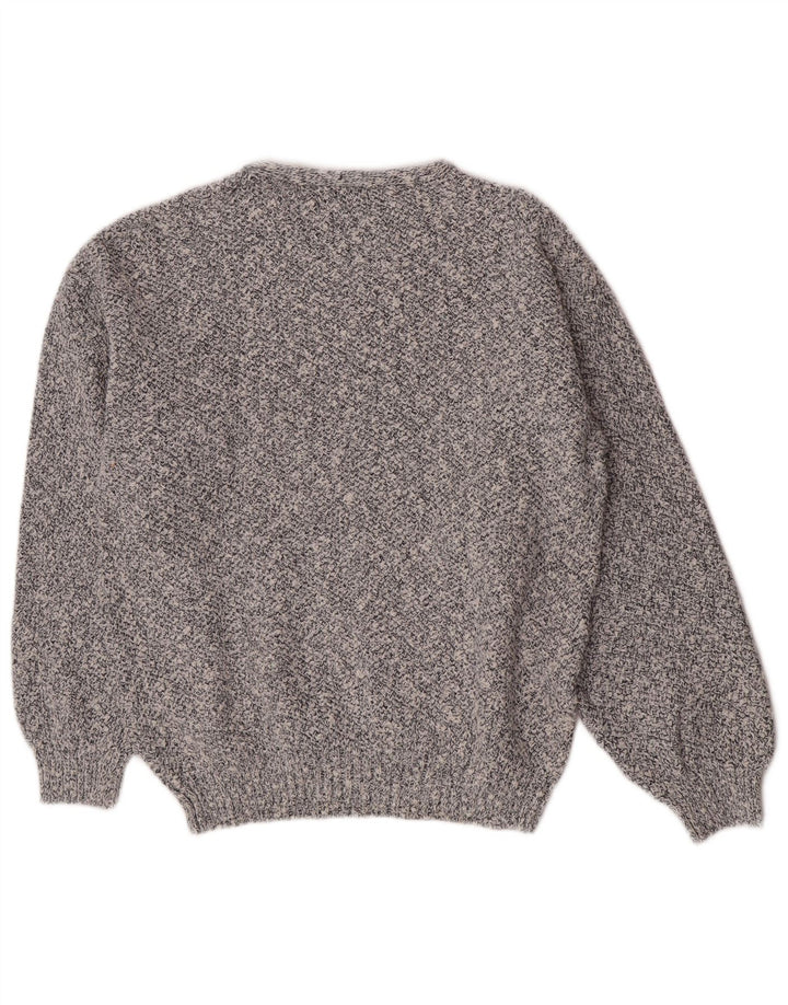 Ivy Oxford Herren-Pullover mit Rundhalsausschnitt, mittelgrau gesprenkelte Baumwolle
