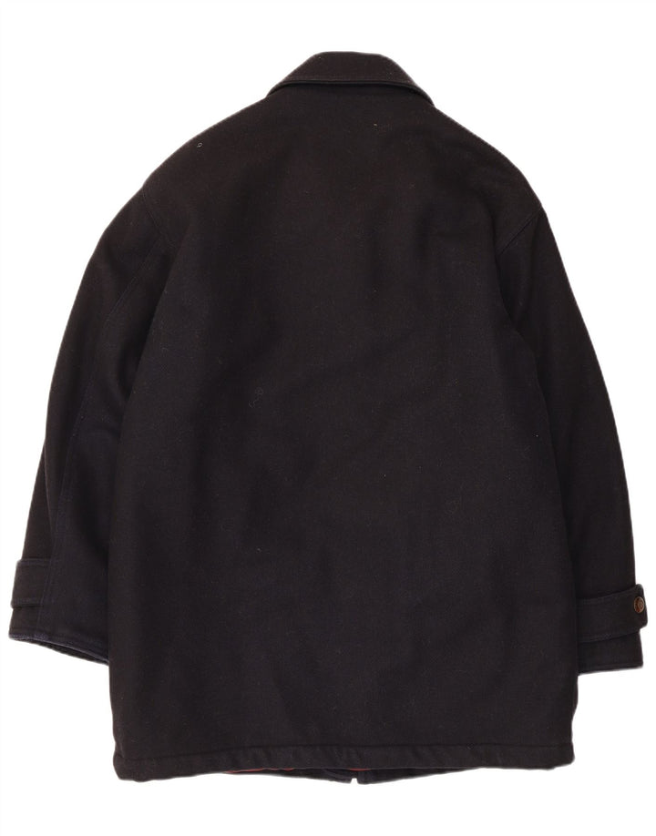 Polbot Herrenmantel UK 38 Mittelmarineblaue Wolle