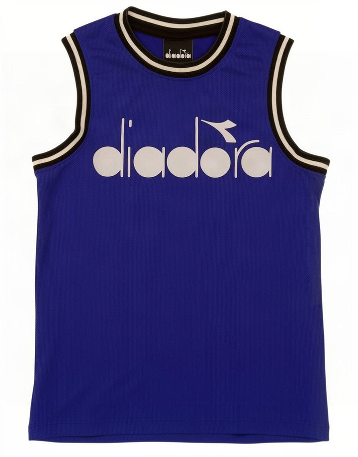 Diadora Jungen-Top mit Grafik, 9–10 Jahre, blaues Colourblock-Polyester