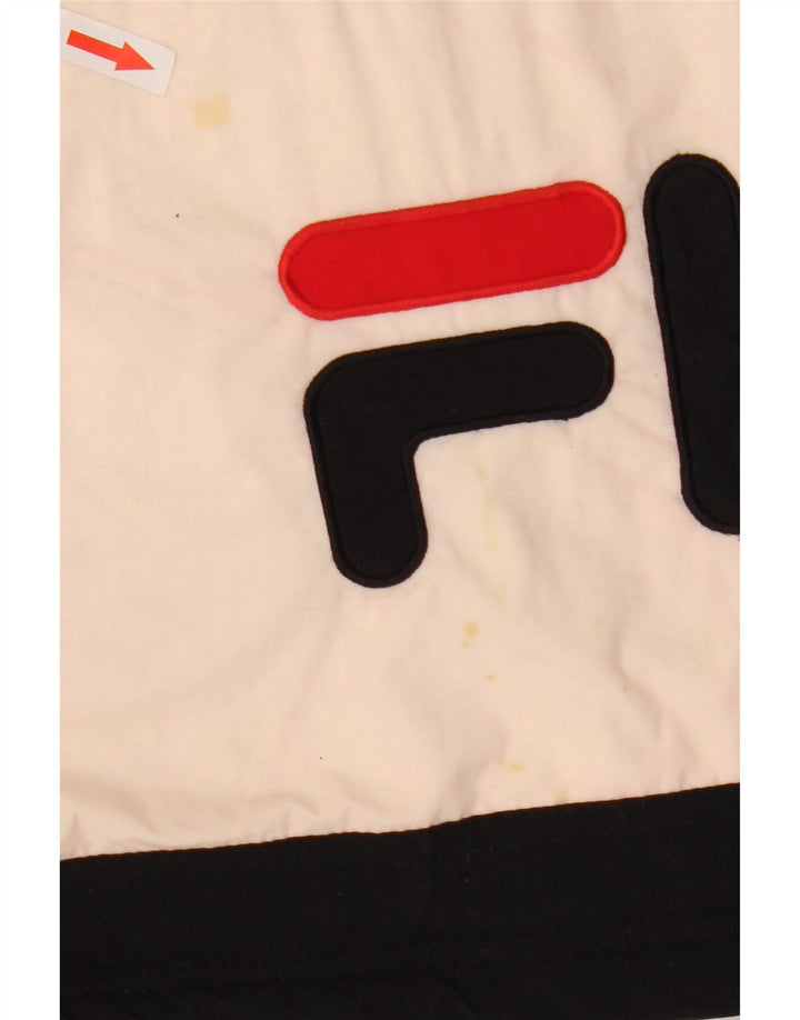 Fila Herren Graphic Wattierte Jacke UK 38 Mittelschwarzes Colourblock-Nylon