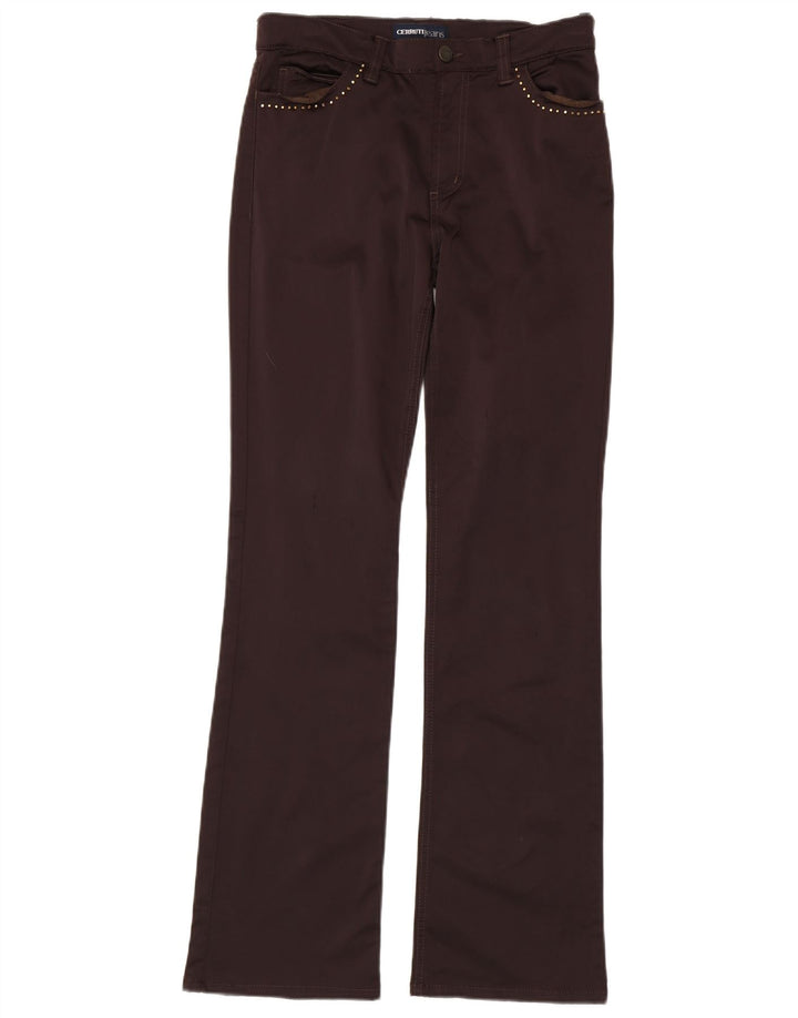 Cerruti 1881 Damen Bootcut Freizeithose W28 L31 Braunes Polyamid