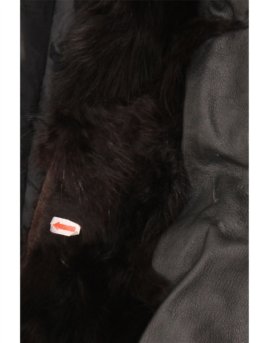 Vintage Damen Pelzlederjacke UK 14 Medium Schwarz