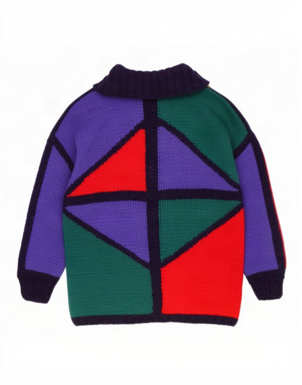 Vintage Damen Longline Cardigan Pullover UK 20 2XL Mehrfarbig Geometrisch