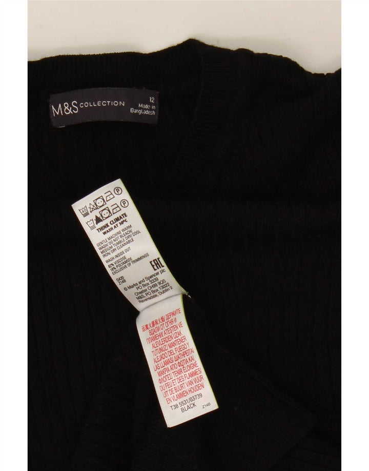 Marks & Spencer Damen Kurzärmliges Crop-Blusenoberteil UK 12 Medium Schwarz