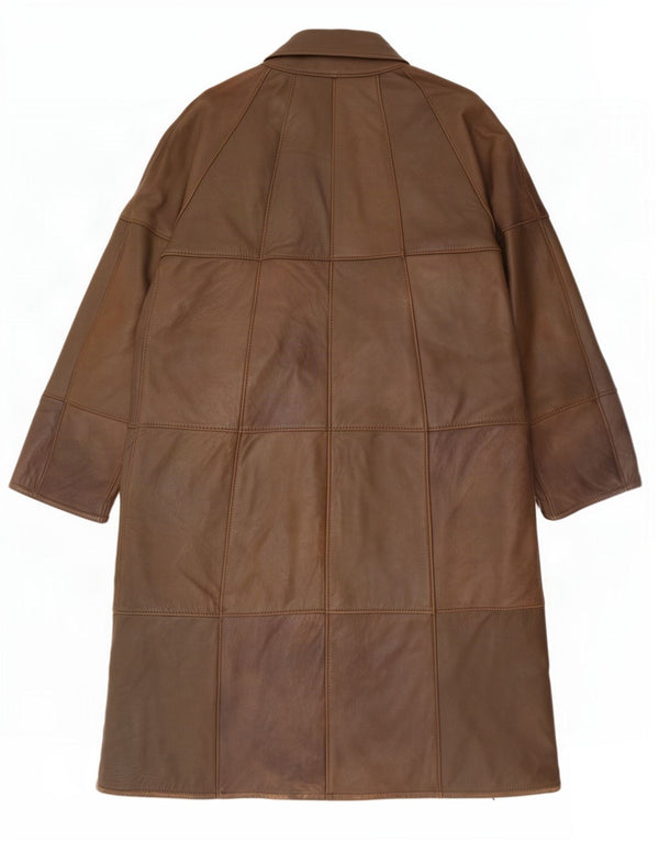 Vintage Damen Ledermantel UK 12 Medium Khaki