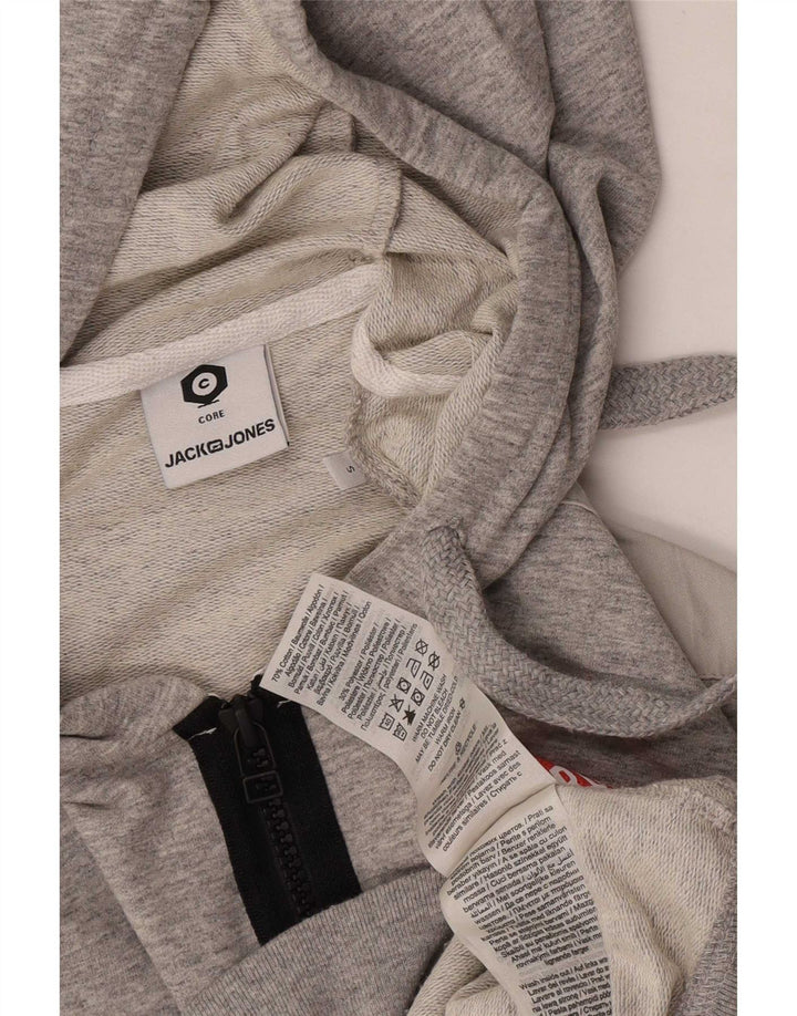 Jack & Jones Herren-Kapuzenpullover mit grafischem Reißverschluss, Größe S, Grau, Farbblock