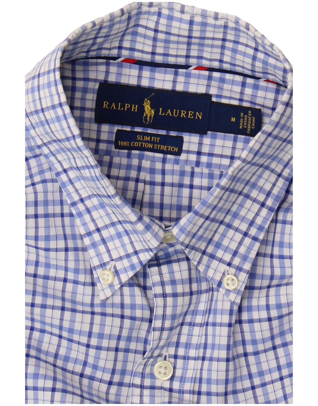 Ralph Lauren Slim-Fit-Hemd für Herren aus mittelblauer Karo-Baumwolle