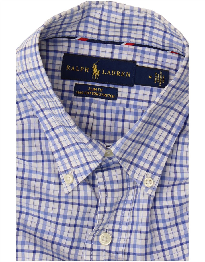 Ralph Lauren Slim-Fit-Hemd für Herren aus mittelblauer Karo-Baumwolle