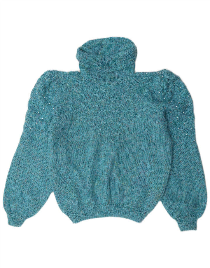 Vintage Damen Rollkragenpullover Pullover UK 18 XL Blau