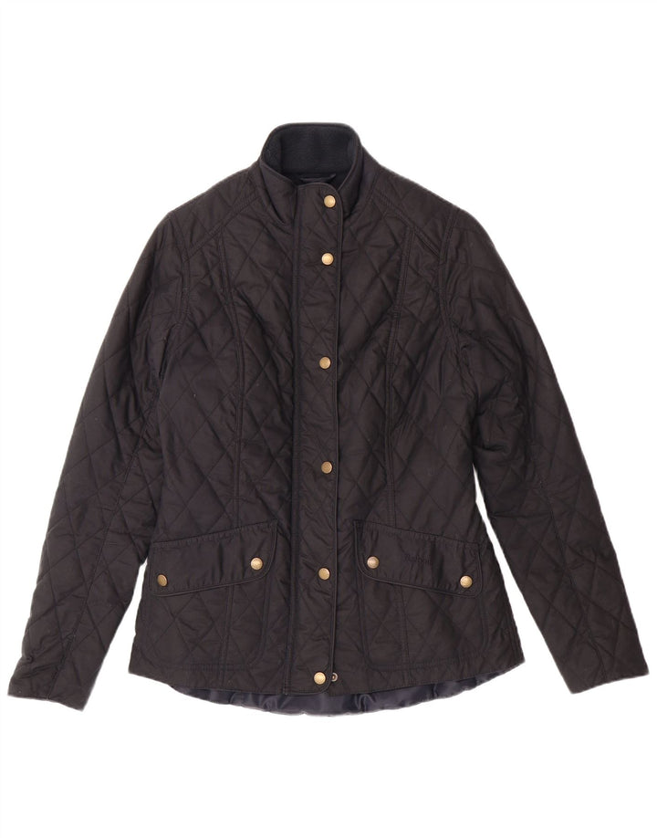 BARBOUR Womens Quilted Jacket UK 10 Small Navy Blue Cotton