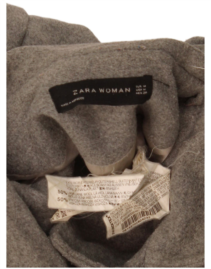 Zweireihiger Damenmantel von Zara, UK 14, mittelgraue Wolle