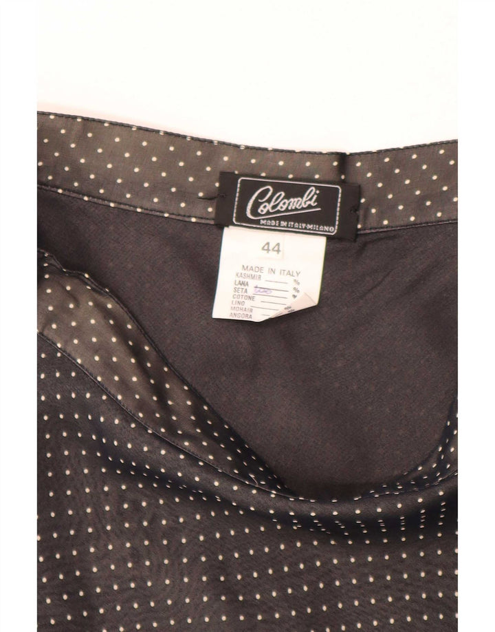 Vintage Damen A-Linienrock IT 44 Medium W28 Schwarz gefleckte Seide