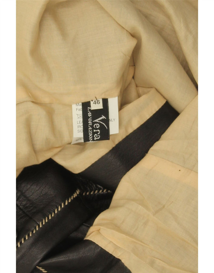 GALLOTTI Womens Leather Jacket IT 46 Large Black Leather Vintage Gallotti and Second-Hand Gallotti from Messina Hembry 