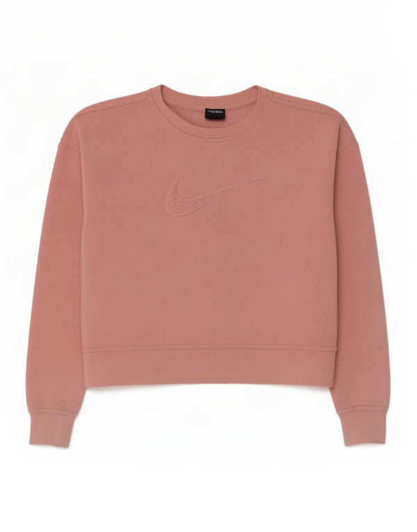 Nike Damen Dri Fit Crop Übergroßer Sweatshirtpullover UK 6 XS Rosa Baumwolle