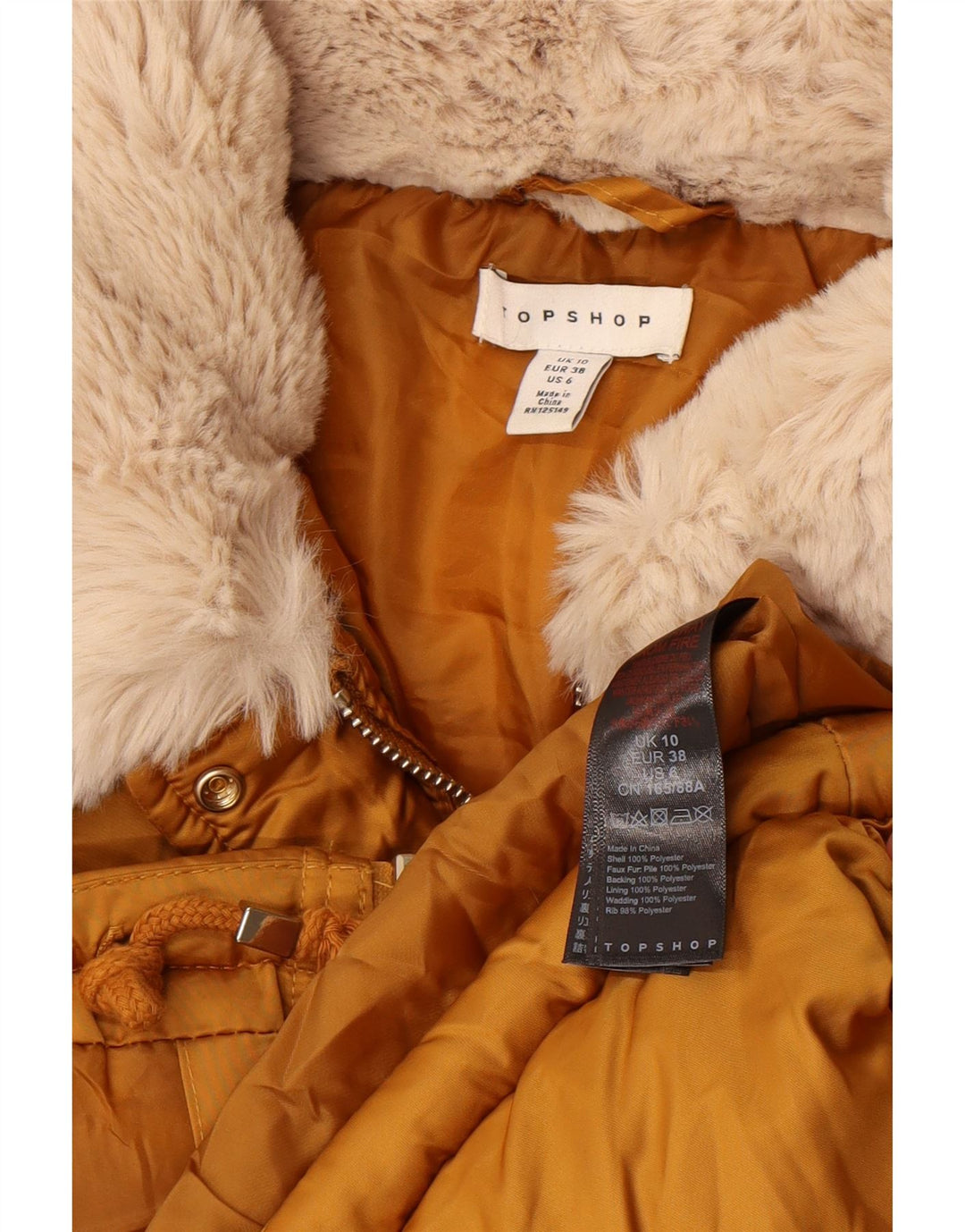 Topshop Womens Crop Oversized Wattierte Jacke UK 10 Small Gelb Polyester