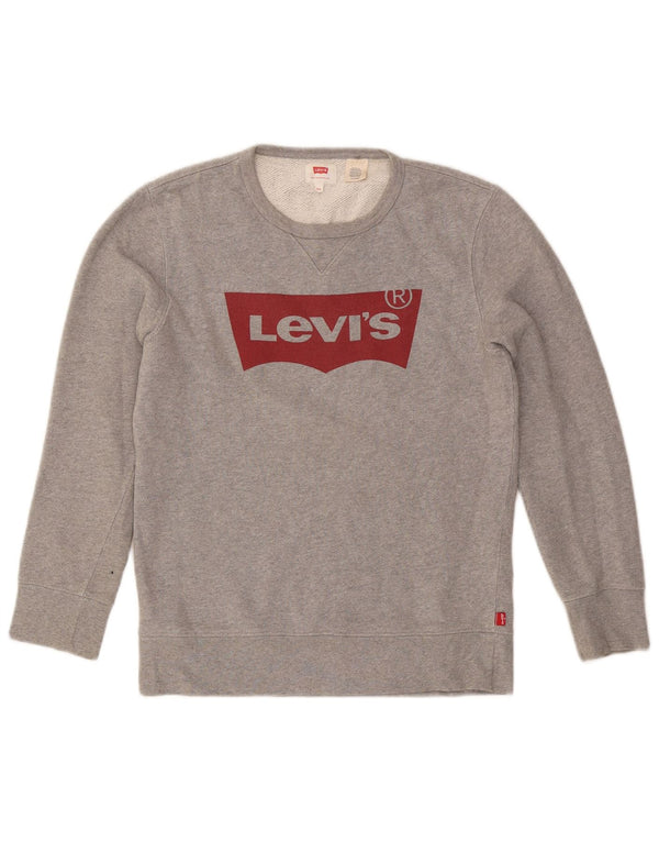 Levi's Damen Grafik-Sweatshirt-Pullover UK 6 XS Graue Baumwolle