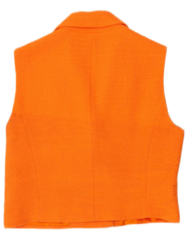Zara Damen Crop Zweireihige Weste UK 14 Mittelorange