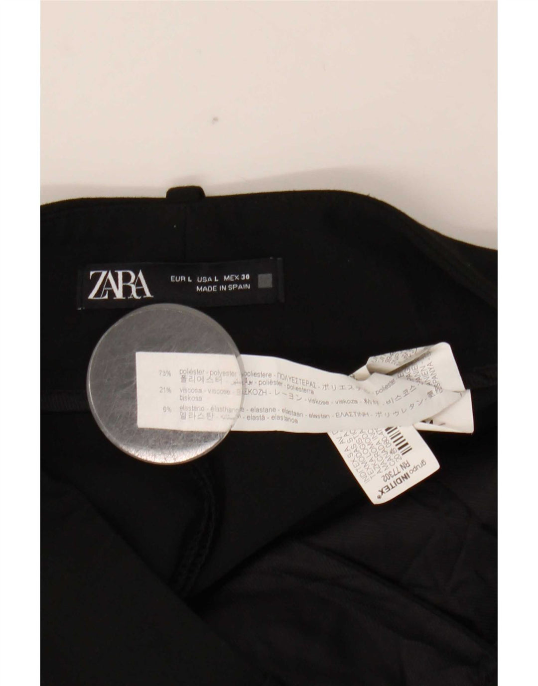 Zara Damen Tapered Chino-Hose, Größe L, W30, L27, Schwarz, Polyester