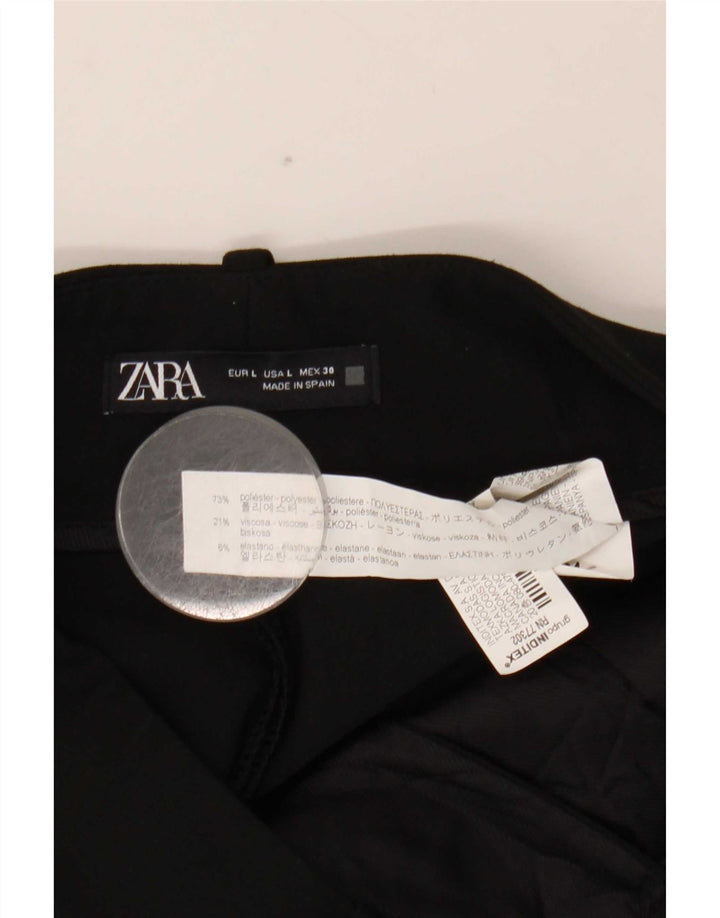 Zara Damen Tapered Chino-Hose, Größe L, W30, L27, Schwarz, Polyester