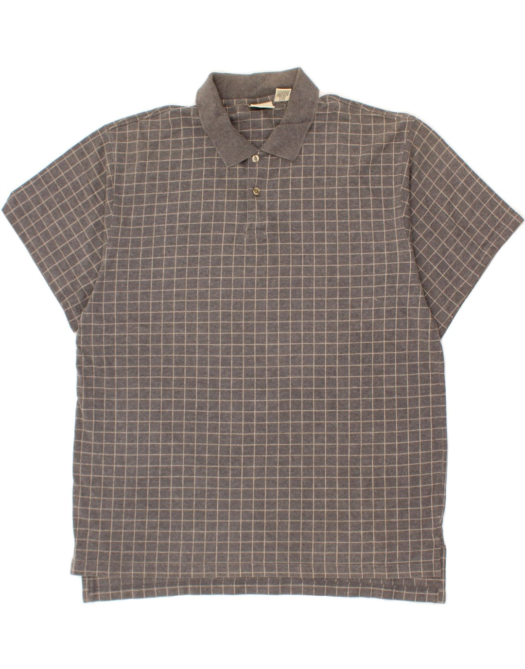 L.L.BEAN Mens Polo Shirt Large Grey Check Cotton Vintage L.L.Bean and Second-Hand L.L.Bean from Messina Hembry 
