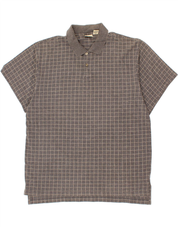 L.L.BEAN Mens Polo Shirt Large Grey Check Cotton Vintage L.L.Bean and Second-Hand L.L.Bean from Messina Hembry 