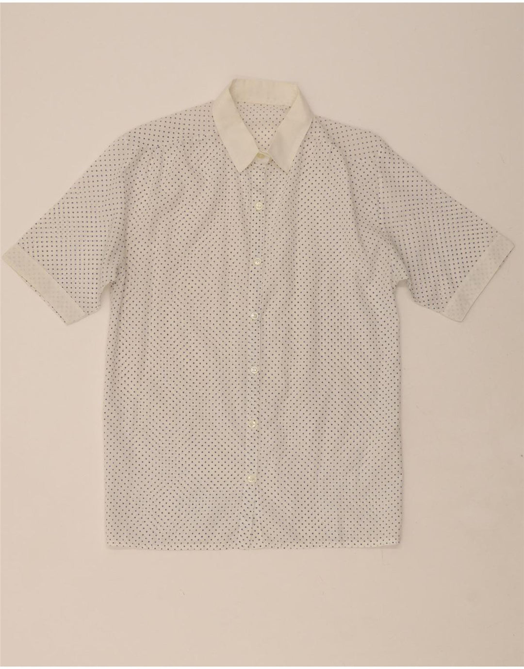 VINTAGE Womens Short Sleeve Shirt UK 12 Medium White Polka Dot Vintage Vintage and Second-Hand Vintage from Messina Hembry 