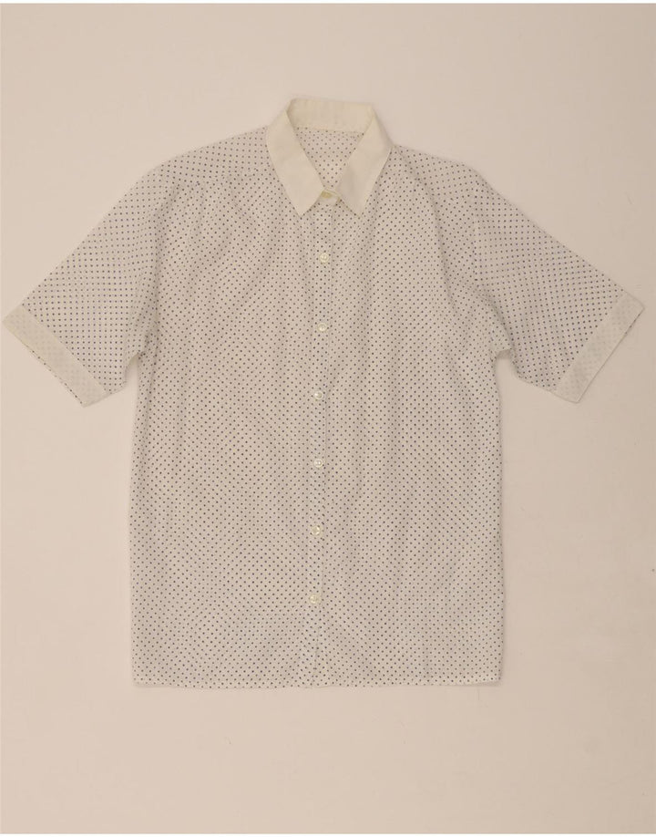 VINTAGE Womens Short Sleeve Shirt UK 12 Medium White Polka Dot Vintage Vintage and Second-Hand Vintage from Messina Hembry 