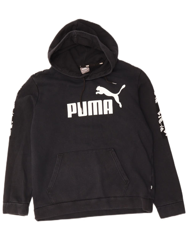 Puma Herren Grafik-Hoodie-Pullover aus mittelschwarzer Baumwolle