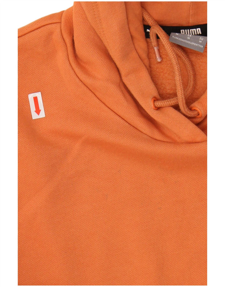 PUMA Womens Hoodie Jumper UK 14 Medium Orange Cotton