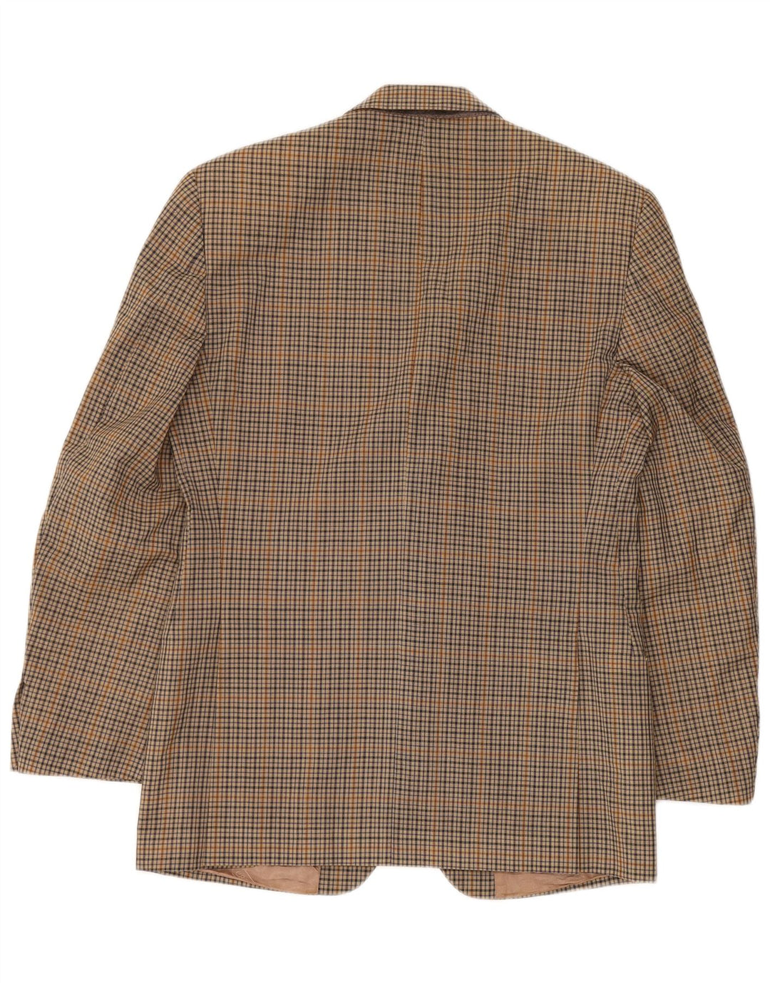 Cacharel Herren-Blazer mit 2 Knöpfen, IT 48, mittelbraun karierte Wolle