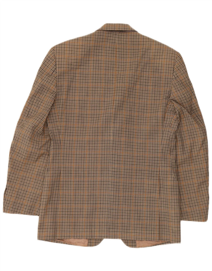 Cacharel Herren-Blazer mit 2 Knöpfen, IT 48, mittelbraun karierte Wolle