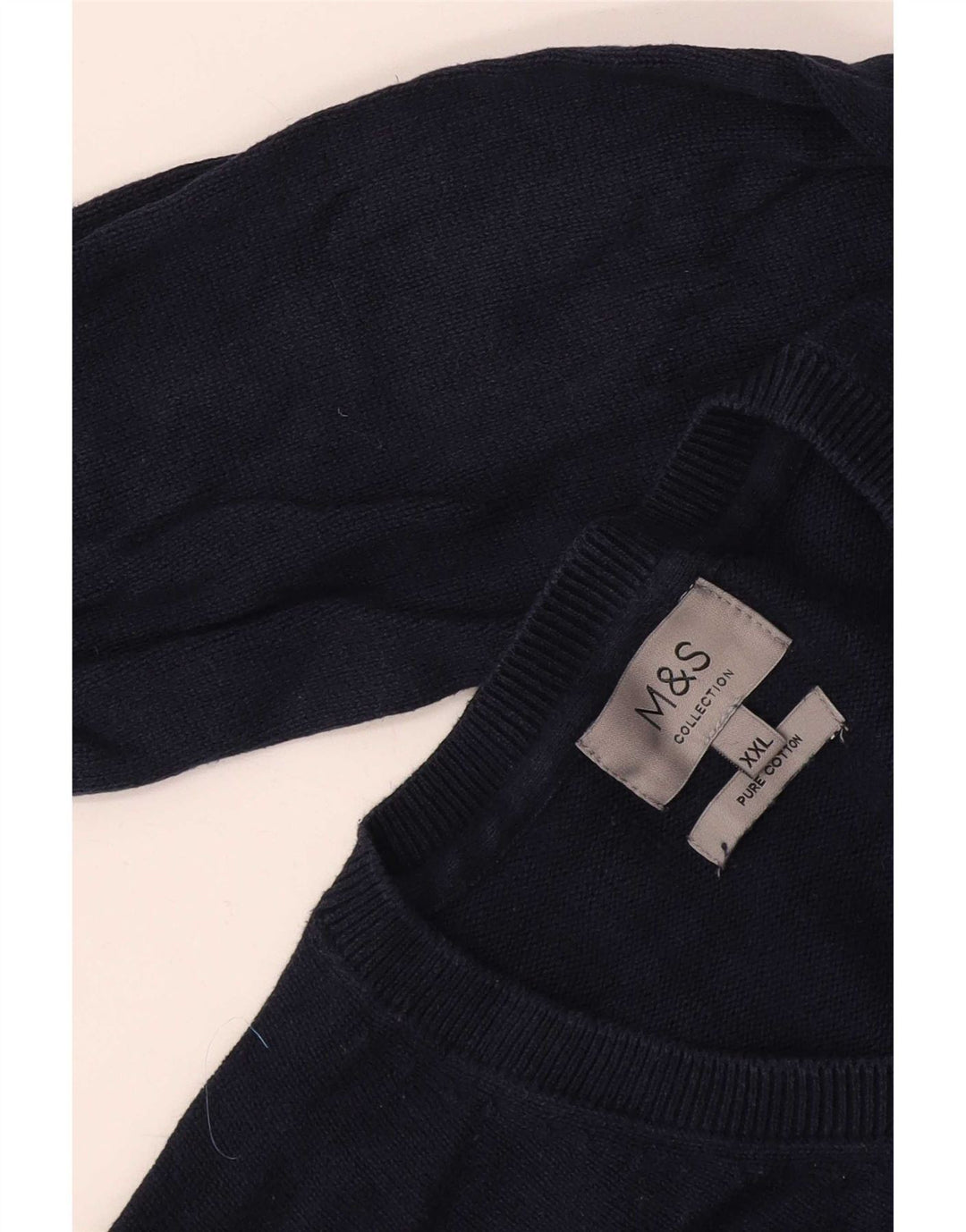Marks & Spencer Herren-Pullover mit V-Ausschnitt, 2XL, marineblaue Baumwolle