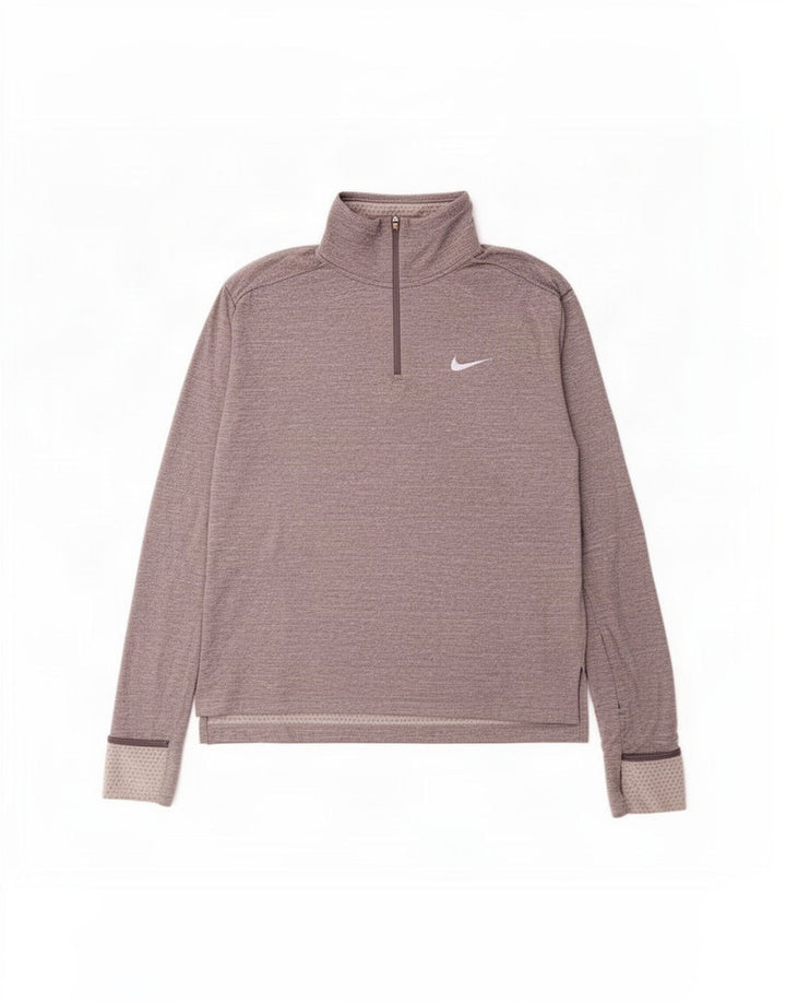 Nike Herren Dri Fit Pullover-Trainingsanzugoberteil mit Reißverschluss, mittelgraues Polyester