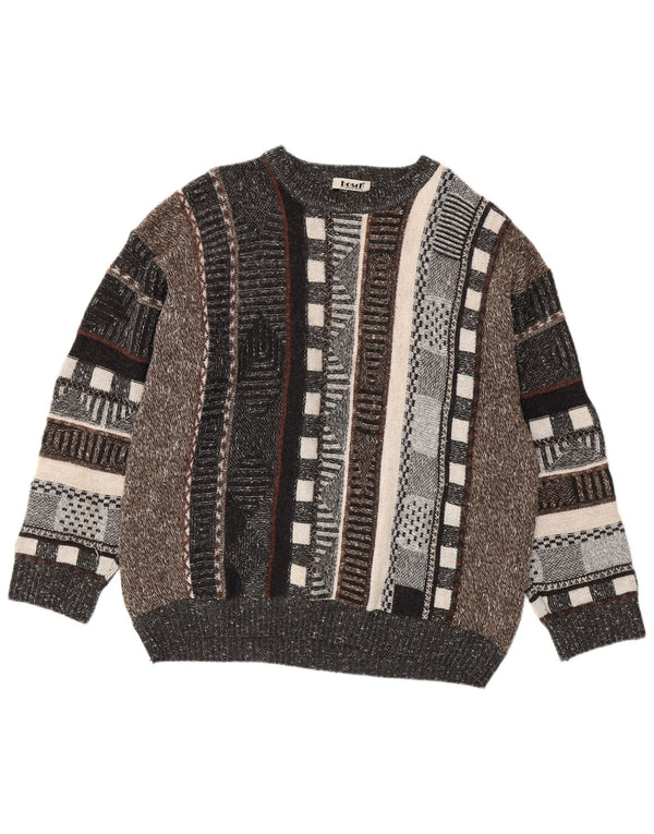 VINTAGE Herren Pullover mit Rundhalsausschnitt UK 44 XL Mehrfarbig gestreift