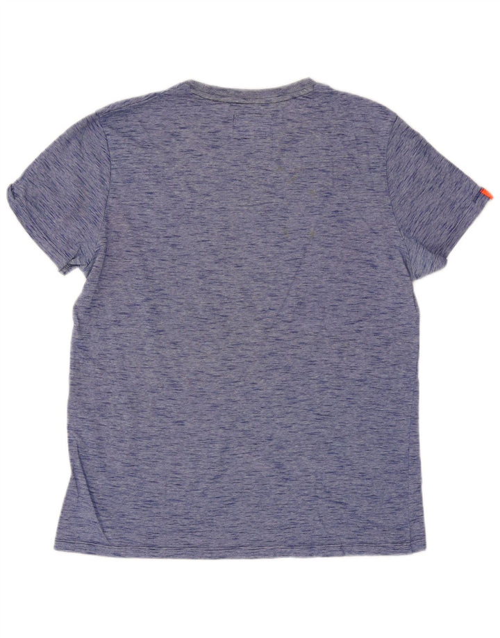 Superdry Herren-T-Shirt-Oberteil, groß, blau gefleckte Baumwolle