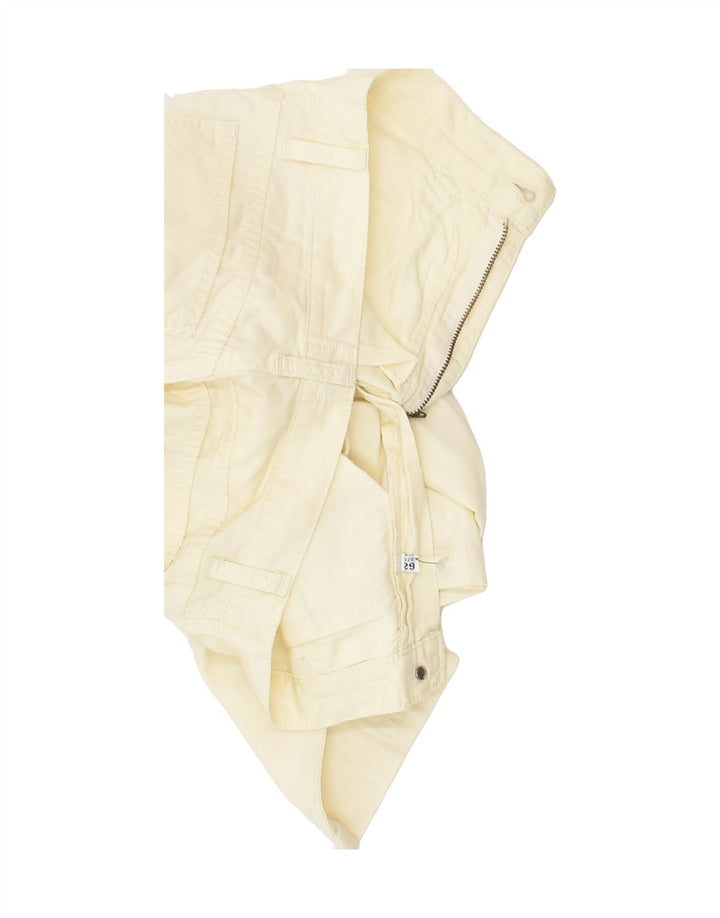 MOSCHINO Womens Tapered Casual Trousers W29 L29 Off White Cotton | Vintage Moschino | Thrift | Second-Hand Moschino | Used Clothing | Messina Hembry 