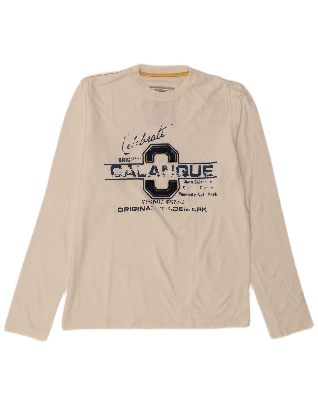 THINK PINK Herren-Grafikoberteil, langärmelig, XL, cremefarbene Baumwolle