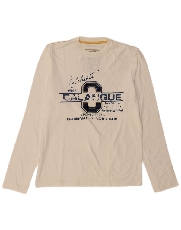 THINK PINK Herren-Grafikoberteil, langärmelig, XL, cremefarbene Baumwolle