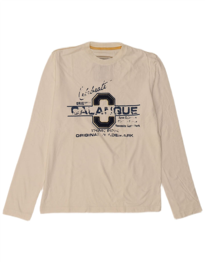 THINK PINK Herren-Grafikoberteil, langärmelig, XL, cremefarbene Baumwolle