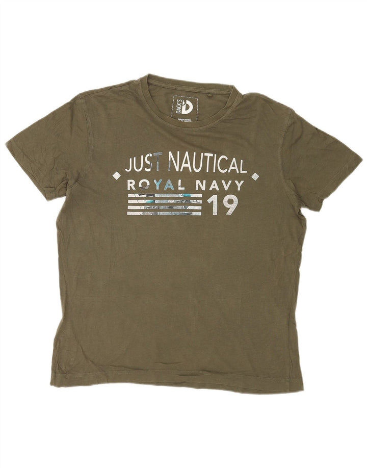 Dack's Herren-T-Shirt mit Grafik, Größe S, Khaki, Baumwolle