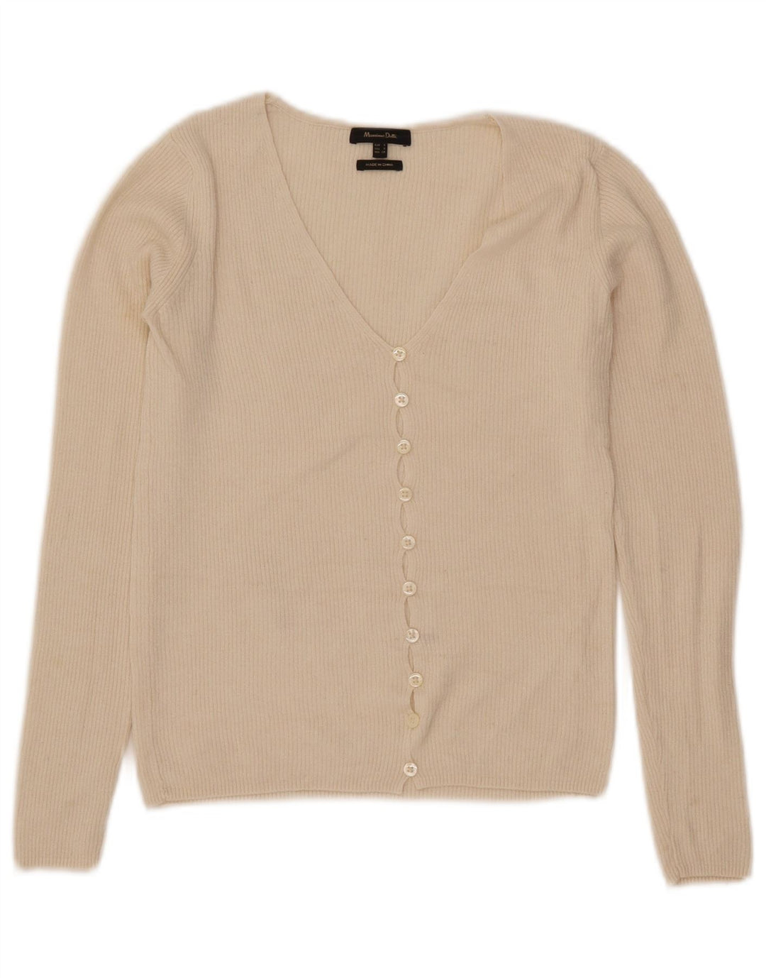 Massimo Dutti Damen Crop Cardigan Pullover UK 8 Small Off White