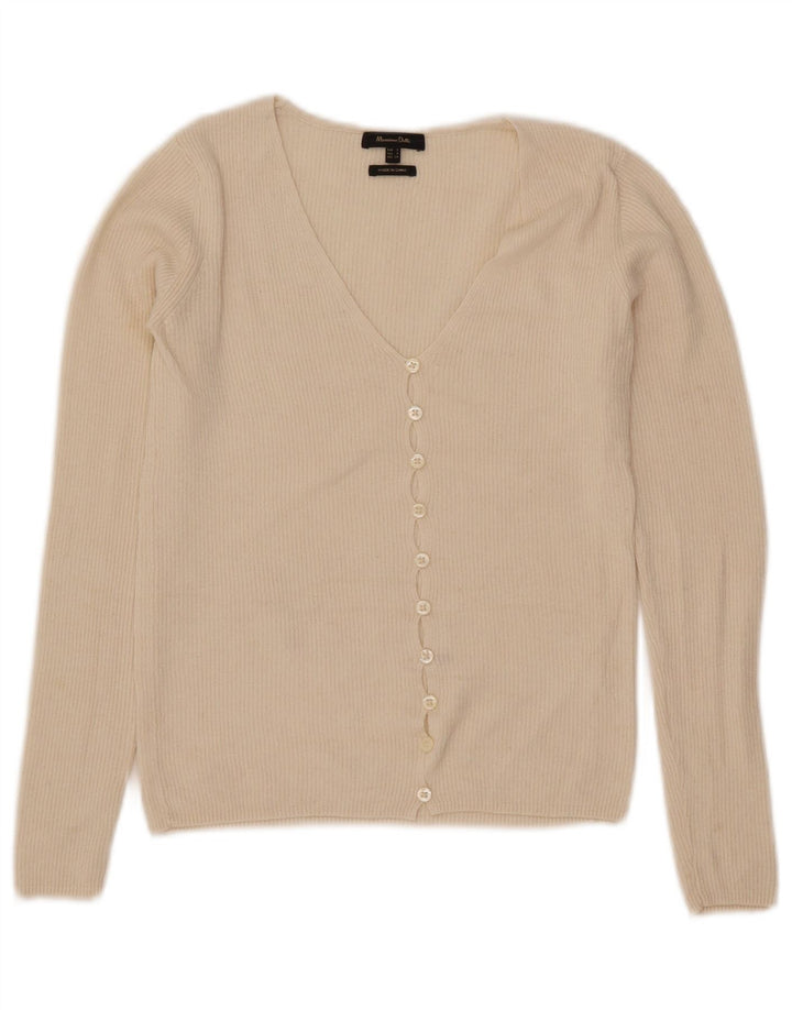 Massimo Dutti Damen Crop Cardigan Pullover UK 8 Small Off White