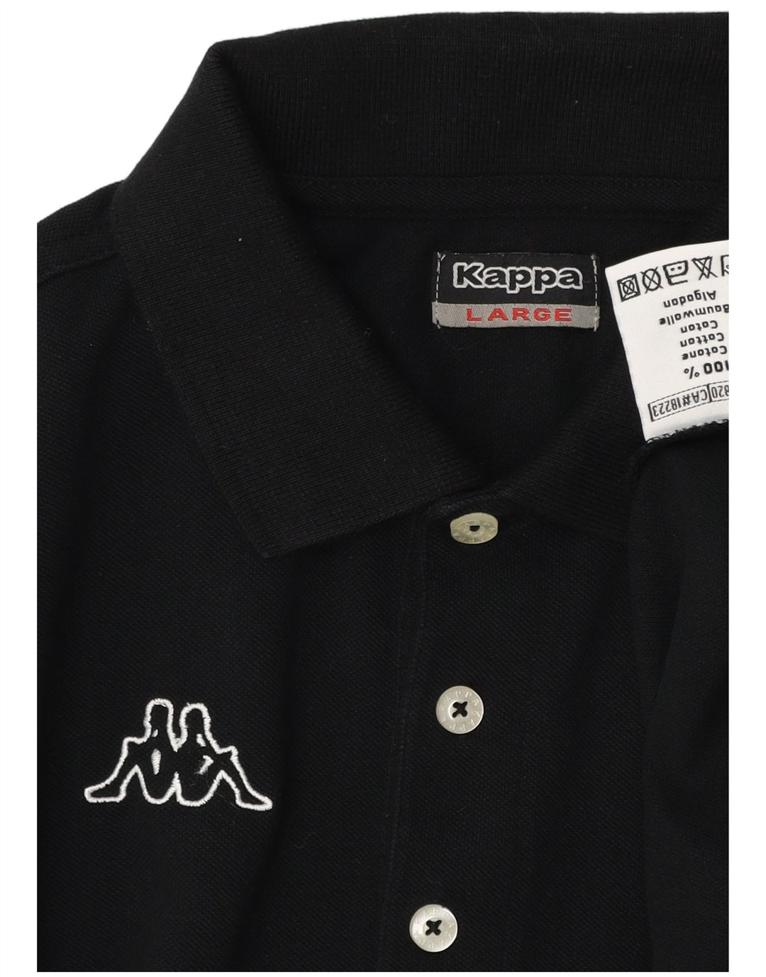 Kappa Herren-Poloshirt mit Grafik, groß, schwarze Baumwolle