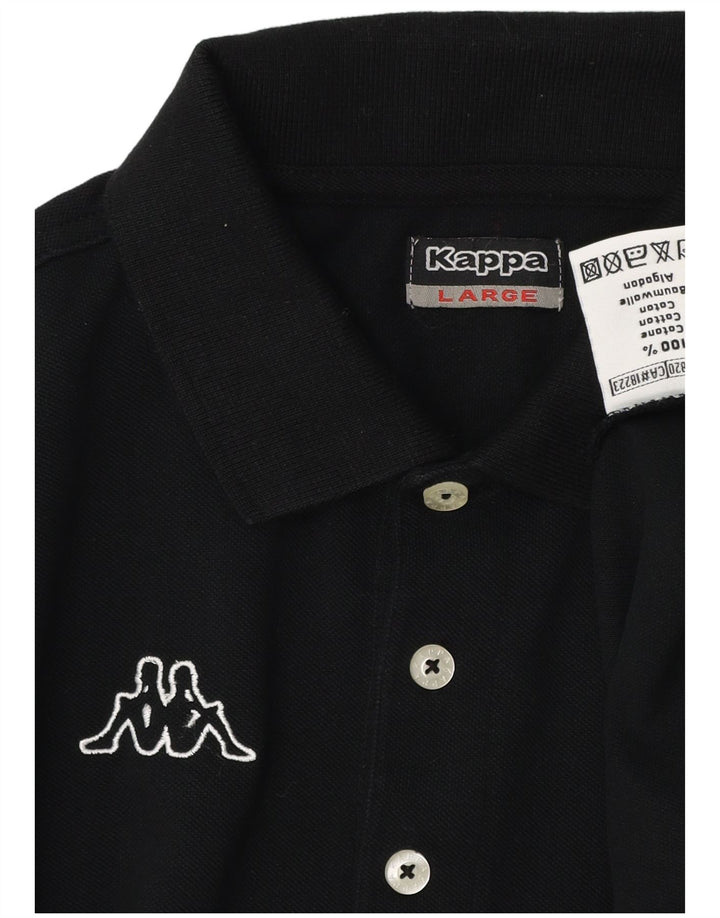 Kappa Herren-Poloshirt mit Grafik, groß, schwarze Baumwolle