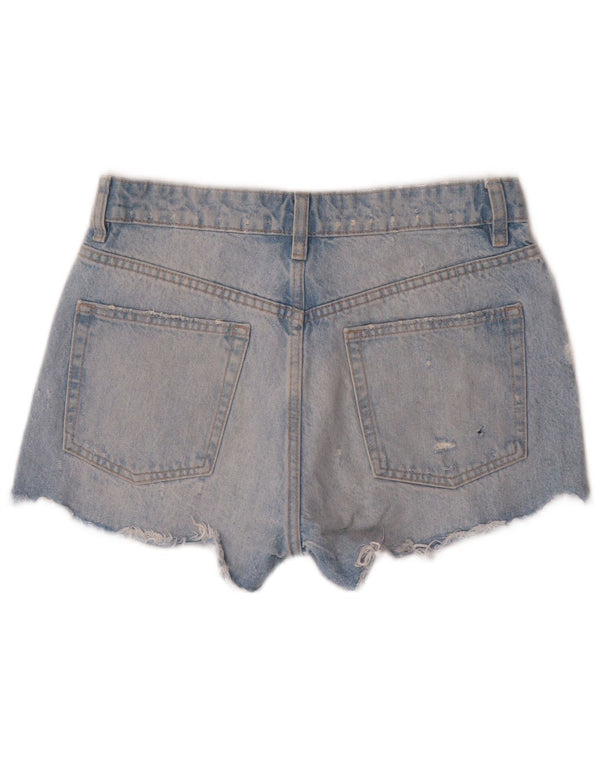 Zara Damen Distressed Denim Shorts EU 38 Small W28 Blaue Baumwolle